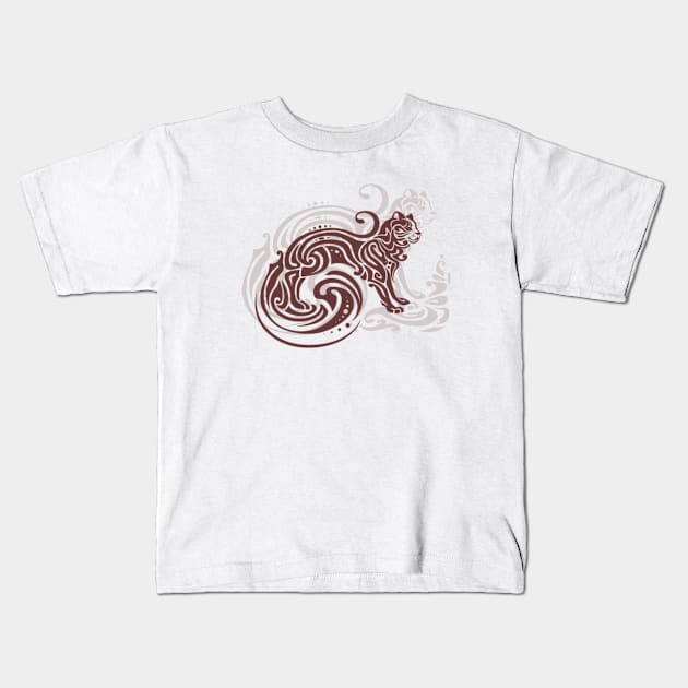 Cat illustration in tattoo style Kids T-Shirt by Yulla